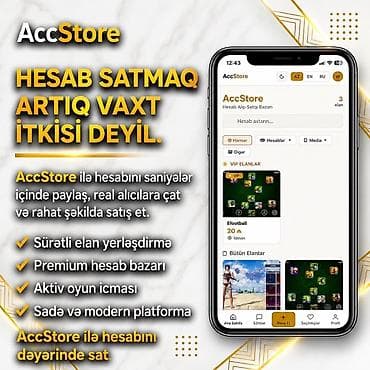 AccStore — oyun hesabları, sosial media hesabları və digər hesabların