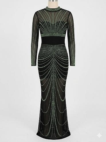 Şık gecə geyimi – qara, uzun və bədənə oturan siluet. - Material
