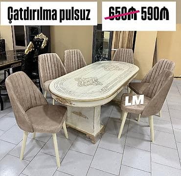 Qonaq otağı üçün, Açılmayan, Oval masa, 6 stul
