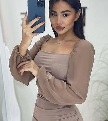 don: Moka rəngdə, bədənə oturan zərif geyim. - Model: off-shoulder və ya — 1