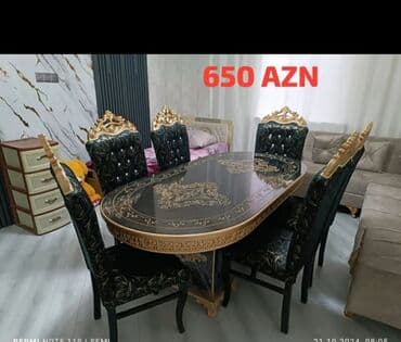 ders masaları: Qonaq otağı üçün, Yeni, Açılmayan, Dördbucaq masa, 6 stul — 3