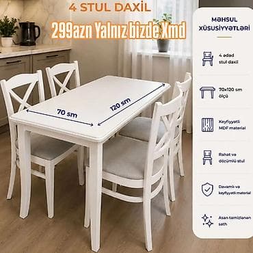 stul: Mətbəx və yemək otağı üçün masa dəstləri - Ölkəmizdə istehsal olunan — 7