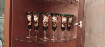 Qədəhlər, rəng - Yaşıl, Şüşə, 6 ədədli dəst