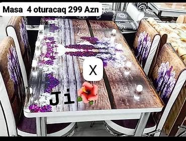 antik stullar: 4 nəfərlik masa və stul dəsti - Tərkib: 1 masa + 4 stul - Dizayn — 1