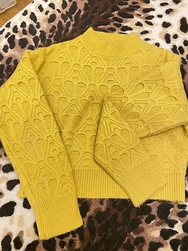 kisi sviterleri: Xardal-sarı rəngdə toxunma sviter — 1