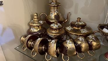qab qurudan: Çay dəsti, rəng - Qızılı, 6 nəfərlik — 2