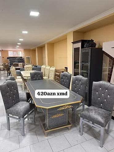 Yemək otağı üçün dəst – masa və 6 stul - Stil: klassik-modern dizayn — 1