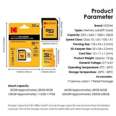 nar nömrələrin qiymətləri: Sürətli Kodak 64GB Micro SD və SD V30 kartları !!! Rəsmi Kodak Ən ucuz — 6