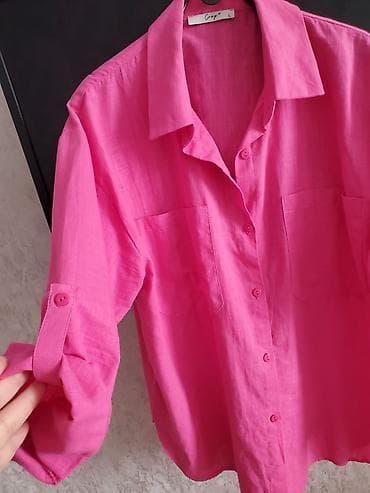 stringer alt geyimi: Qadın köynəyi – Crep Woman Fashion - Rəng: parlaq çəhrayı - Ölçü: L — 5