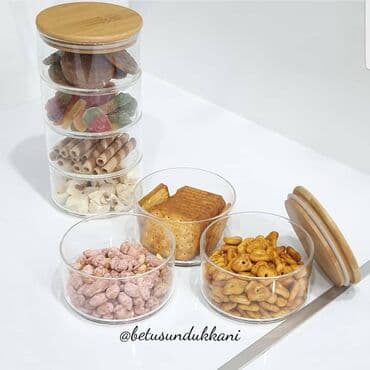 kanteynerler: Şüşe materialdan
Bamboo qapaqlı
Saxlama qabları — 1