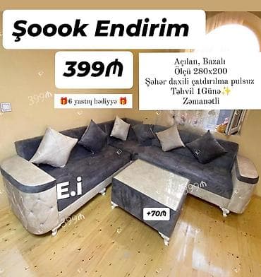 60 70 masa: Künc divan, Qonaq otağı üçün, Açılmayan — 1