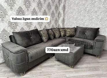 reception masa: - Məhsul: L formalı künc divan və jurnal masası dəsti - Rəng: tünd — 1
