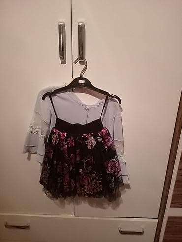 Uşaq geyimləri dəsti – 3 paltar 1) Göy rəngli, ağ peter-pan yaxalı