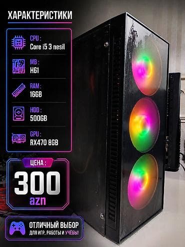CPU : Core i5 3 nesil
MB : H61
RAM : 16GB
HDD : 500GB
GPU : RX470 8GB