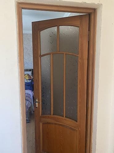 dam: Taxta interyer qapısı – şüşəli model - Material: təbii ağac — 1