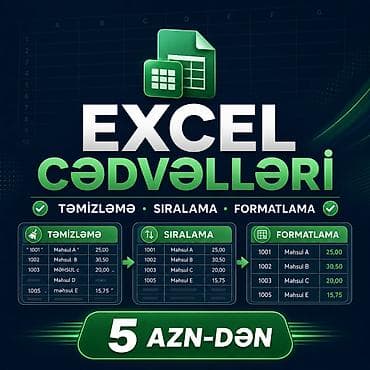 Excel cədvəllərini hazırlayıram və məlumatları səliqəyə salıram. • — 1