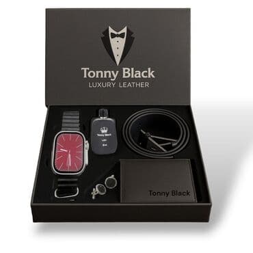 oğlanlar bayramı: Tonny black Smart dəst 3646TL dəbli smart saat, ətir, kəmər, manjetlər — 1