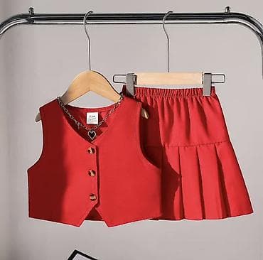 qelem etek donlar: Qız uşaqları üçün iki parçalı geyim dəsti – qırmızı rəng - Tərkib — 2