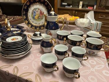 женьшень капсулы для набора веса: Чайный набор, цвет - Синий, Фарфор, 6 персон, Германия — 10