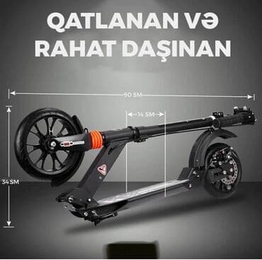 купить трюковой самокат в бишкеке: Şəhər üçün qatlanan skuter – Black🛴 - Rəng: Qara⚫ - Qatlanan — 2