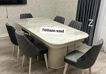 masa: Mətbəx üçün, Yeni, Açılmayan, Dördbucaq masa, 6 stul — 1