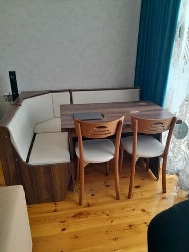 metbex kunc divanları: Mətbəx üçün, Açılmayan, Dördbucaq masa, 2 stul — 1