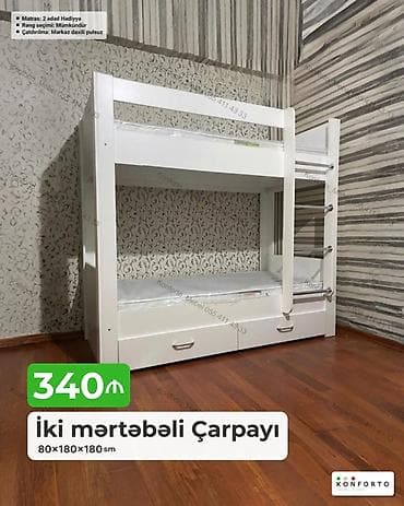 usag maneji: İki mərtəbəli çarpayı – 80×180×180 sm - Rəng seçimi: mümkündür - — 1