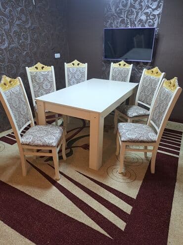 Qonaq otağı üçün, Açılmayan, Dördbucaq masa, 6 stul