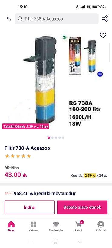 teleskop baliq: Böyük ölçülü akvarium komplekti 100 lt içinde daşı qizdirici Filtir — 5
