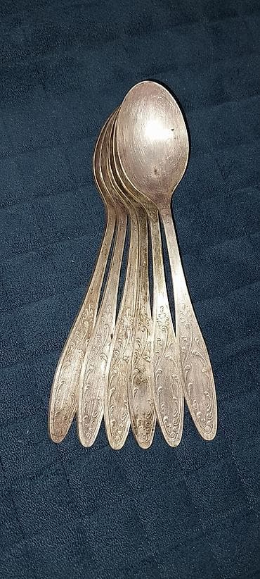 6 ədəd desser qaşığı dəsti - Material: metal, üzərində bəzəkli