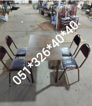 Masa və oturacaq dəstləri: Qonaq otağı üçün, Yeni, Açılan, Dördbucaq masa, 2 stul — 8