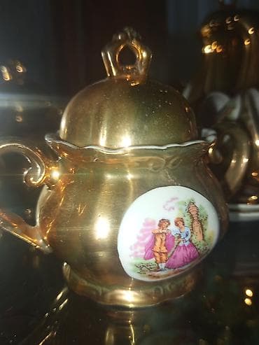 çay termusu: Çay dəsti, rəng - Qızılı, Farfor, Yaponiya — 3