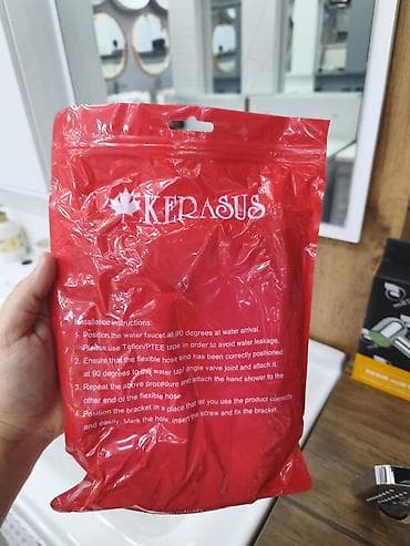 divar resimleri: Kerasus duş dəsti – silikon örtüklü duş şlanğı və əl duşu turu — 2