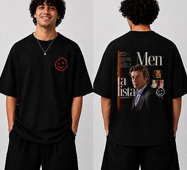 son zeng koynek sekilleri: “The Mentalist” mövzusunda qara unisex oversize T‑shirt - Rəng: qara — 2