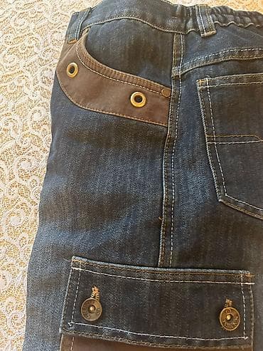 duyməli: Uşaq cins şalvarı - Material: qalın denim (tünd⅞ mavi). - Dizayn — 5