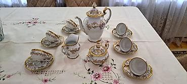 xrustal qab: Çay dəsti, rəng - Ağ, Farfor, Weimar, Almaniya — 4