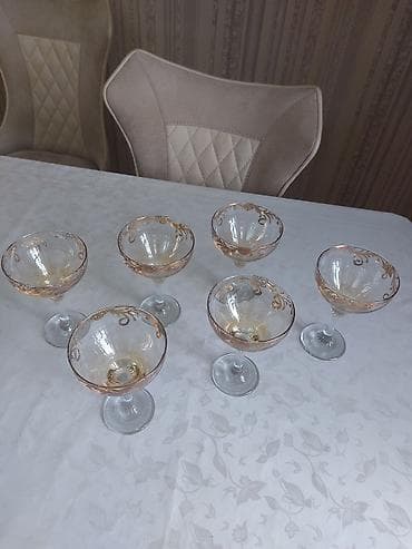 qizil qablari: Qədəhlər, rəng - Qızılı, Şüşə, 6 ədədli dəst — 3