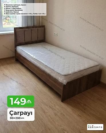 Tək nəfərlik çarpayı – 90×200 sm - Ölçü: 90×200 sm - Mexanizm — 1