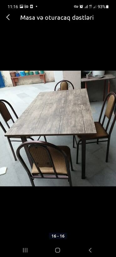 Masa və oturacaq dəstləri: Qonaq otağı üçün, Yeni, Açılan, Dördbucaq masa, 4 stul — 19