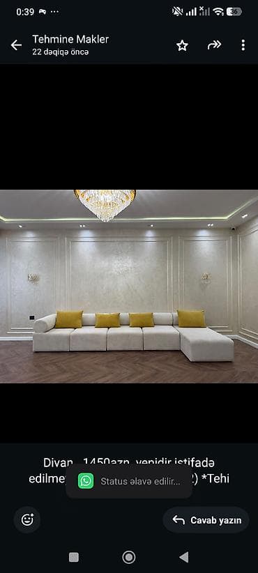 kafe divani: Divan. 1450azn. yenidir istifadə edilmeyib. Ünvan inqilab (2392) — 1