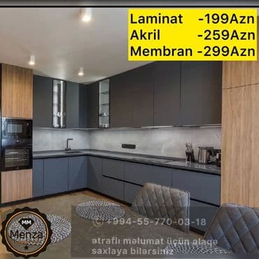 gence metbex mebeli: Mətbəx mebeli – müasir dizaynlı, L formalı quruluş. Alt və üst — 1