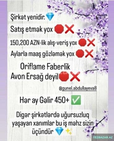 oriflame maaş cədvəli: Onlayn iş imkanı – yeni şirkət - Satış etmək tələb olunmur - 150–200 — 1