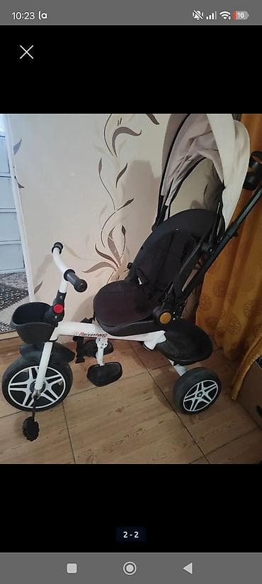 Uşaq üçtəkərli velosipedi hem uzanigli olur hem uzu valideyn terefe — 2