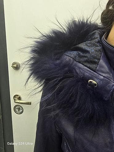 kurtka turkce: Qadın dəridən qış gödəkçəsi – tünd mavi - Material: həqiqi dəri, iç — 3