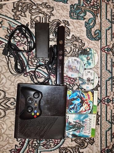 Xbox 360 Elit 250 gb yaddaş komplekt 5oyun diski kinetic kamerası pult