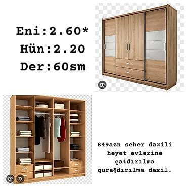 3 qapili dolab: Yeni, 3 qapılı, Siyirməli, Qəhvəyi, Taxta, Kupe, Düz dolab — 1