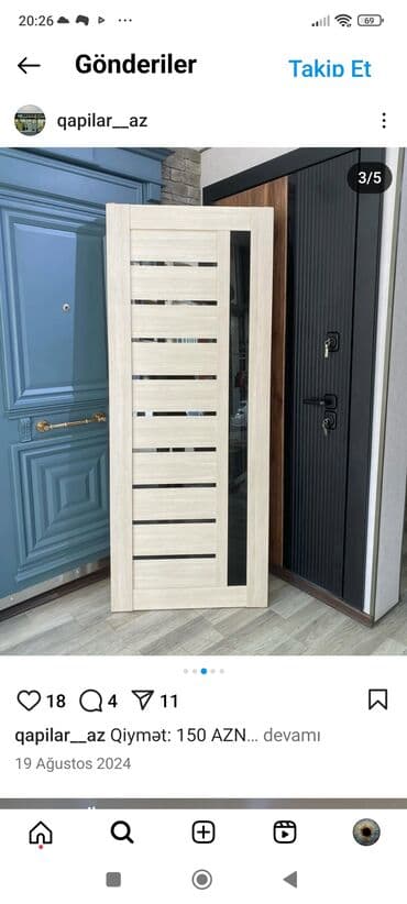 Otaq qapıları: Qonaq otağı üçün Yeni Otaq qapısı 90x205 sm Naliçnik ilə, Zəmanətli, Ödənişli quraşdırma, Pulsuz çatdırılma — 9