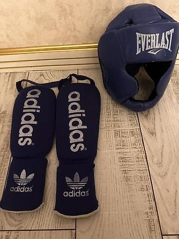 dəri sumka: Boks üçün qoruyucu dəst - Brendlər: Everlast (baş qoruyucusu), Adidas — 1