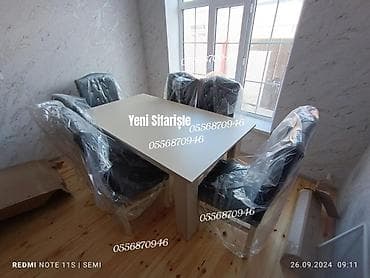 Qonaq otağı üçün, Yeni, Açılmayan, Dördbucaq masa, 6 stul — 1