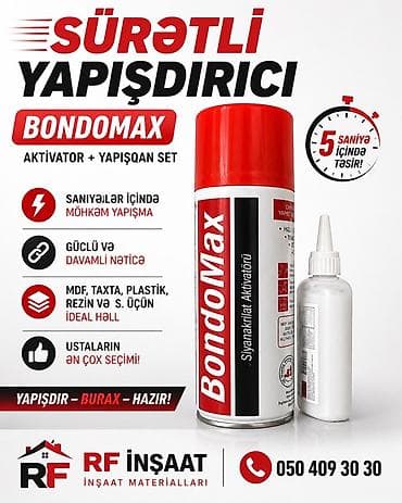 tapanca kleyi: Sürətli yapışdırıcı set – Bondomax (Aktivator + Yapışqan) 400 ML - 5 — 1